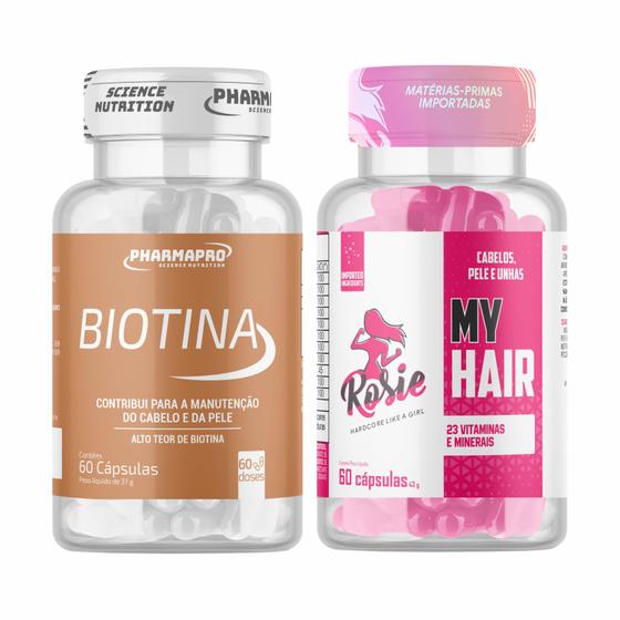 Imagem de Kit Biotina, 60 cápsulas, Pharma Pro +  My Hair, 60 cápsulas, Rosie 