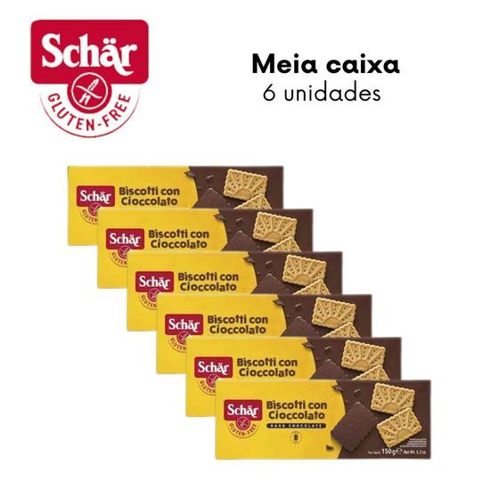 Imagem de KIT Biscoito coberto com chocolate amargo Cioccolato Dr. Schar 150g - Caixa com 6 unidades