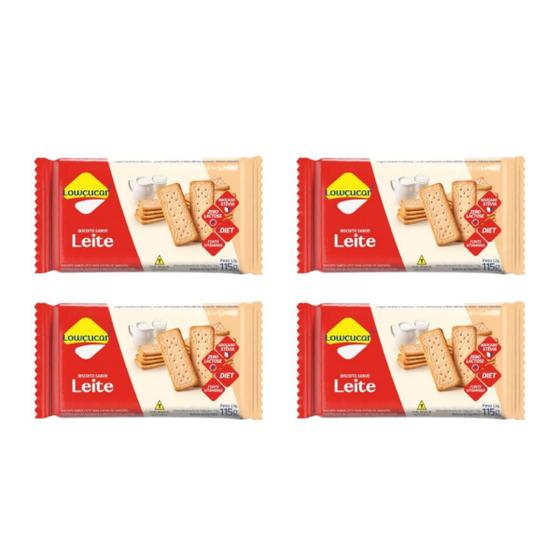 Imagem de Kit biscoito de leite zero açucar 115g com 4 unidades Lowçucar