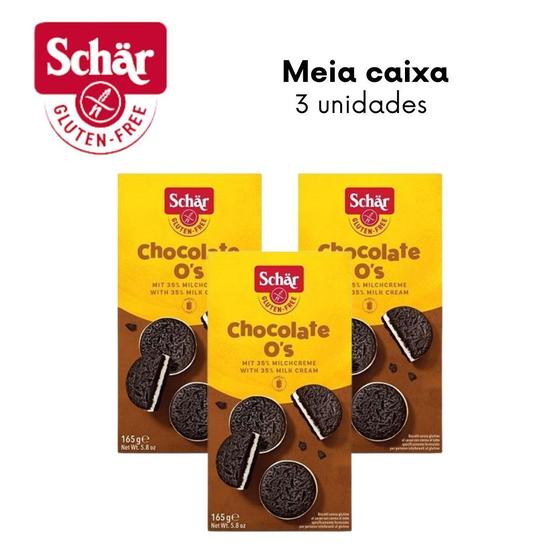 Imagem de KIT Biscoito recheado chocolate O's Dr. Schar 165g - Caixa com 3 unidades