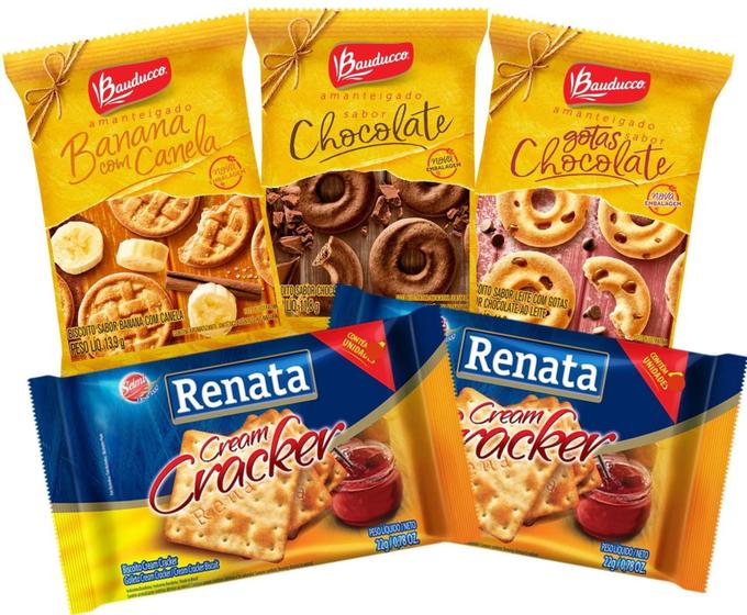 Kit Biscoitos Em Sache Cream Cracker Amanteigados Bauducco Renata 380 ...