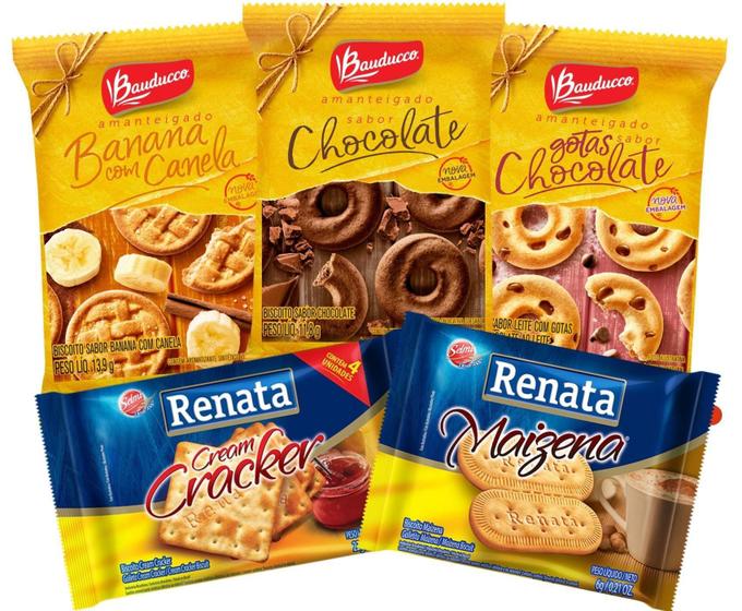 Imagem de Kit Biscoitos Em Sache Todos Sabores Bauducco Renata 150 Und