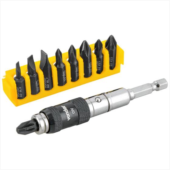 Imagem de Kit bits/ponteiras com extensão magnética 10 peças sextavado 1/4" Vonder