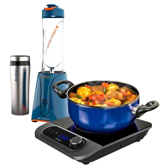 Imagem de Kit Blender Zoop Sport Inox e Cooktop por Indução Cadence