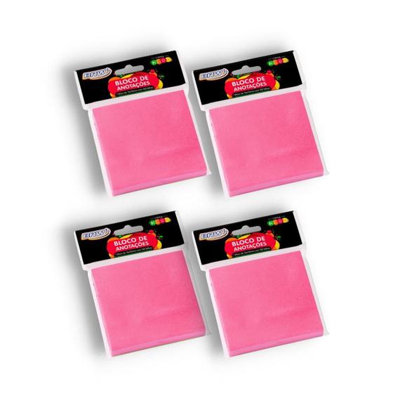 Imagem de Kit Bloco Adesivo Post It Com 4 Blocos 76x76mm 100 Folhas