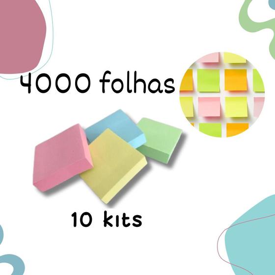 Imagem de Kit Bloco de Notas Autoadesivo Cole e Anote Colorido 4.000fls