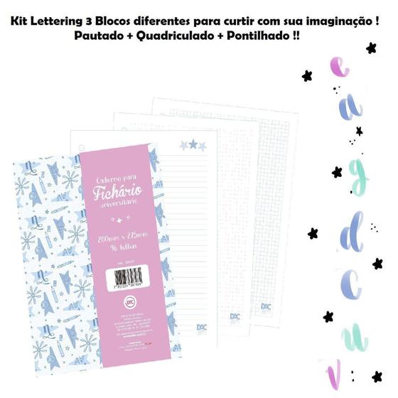 Imagem de Kit Bloco p/ Fichário Univ. Lettering c/ 3 Modelos  - DAC