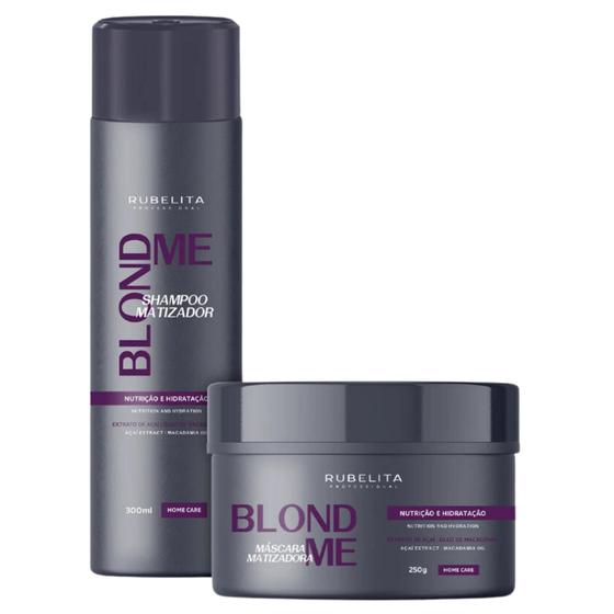 Imagem de Kit Blond Me Shampoo 300ml + Máscara Matizadora 250g Rubelita