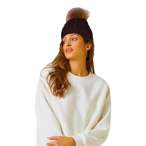 Imagem de Kit Blusa de frio Moletom GOLA CARECA sem capuz + TOUCA POMPOM Flanelado Corrida Yoga Feminina 836