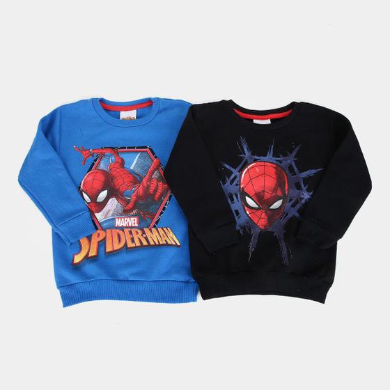 Imagem de Kit Blusa Moletom Infantil Marvel Spider Man - 2 Peças