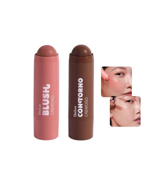 Imagem de Kit Blush + Contorno Dailus Cremoso Em Stick 2 Cores *Você Escolhe*