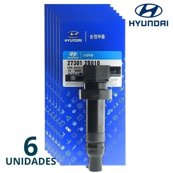 Imagem de Kit Bobina Ignição Original C/6 Hyundai Santa Fé 2.7 V6 27301-3e400