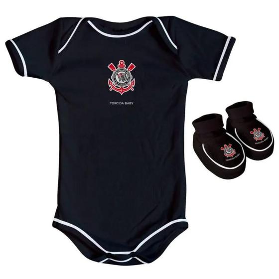 Imagem de Kit body bebê e pantufa corinthians torcida baby licenciado