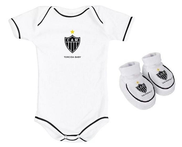 Imagem de Kit Body Branco Pantufa Bebê Atletico Mineiro Torcida Baby