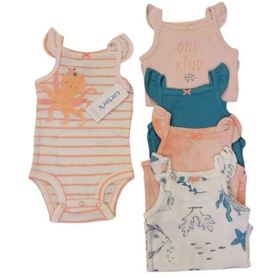 Kit Body Carters Manga Curta 5 Peças Bebe Menina Cartes Original Bori