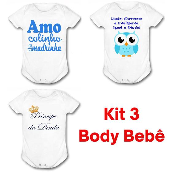 Imagem de Kit body de bebê frases de madrinha roupa baby dinda