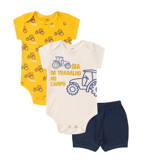 Imagem de Kit Body Infantil Curto 3 Peças Kappes Amarelo