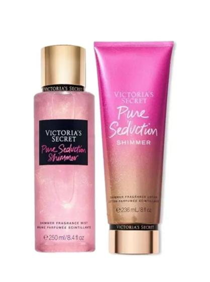 Kit Body Splash Creme Pure Seduction Shimmer Victorias Secret Feminino 236ml250ml Cuidados 