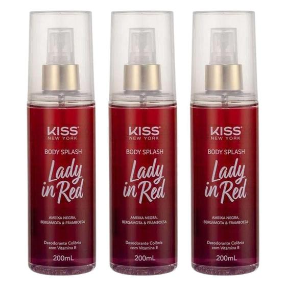 Imagem de Kit Body Splash Kiss New York Lady In Red Bs01B 200Ml C/3