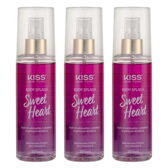 Imagem de Kit Body Splash Kiss New York Sweet Heart Bs02B 200Ml C/3
