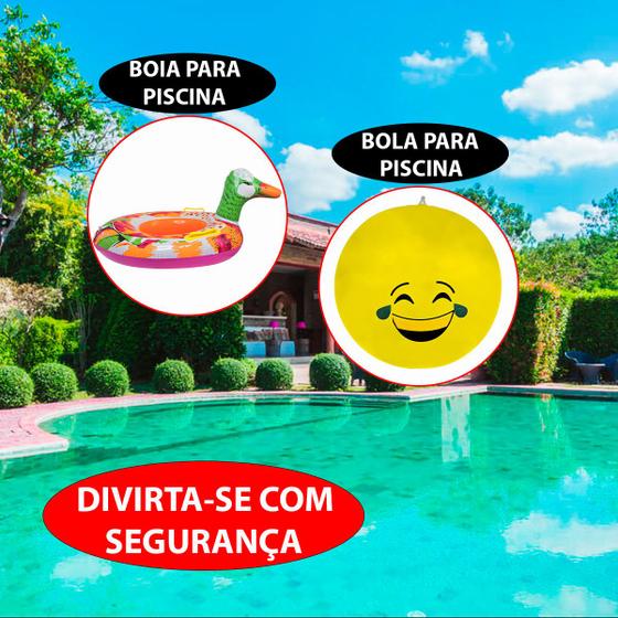 Imagem de Kit Boia De Pato E Bola De Emoji Aquática Para Diversão Infantil