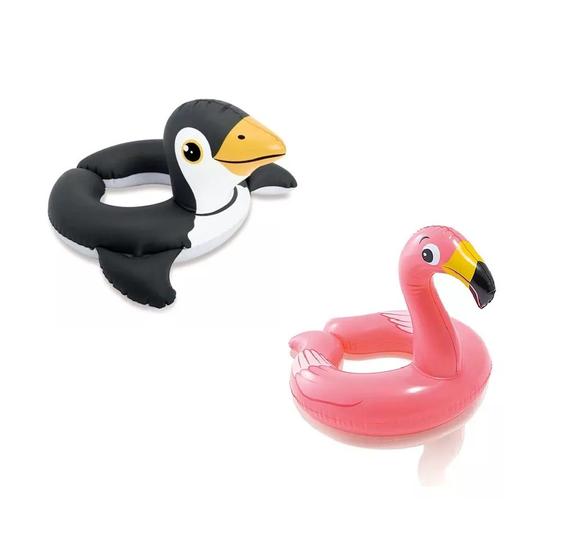 Imagem de Kit Boia Inflável Pinguim Flamingo Infantil Piscina Praia