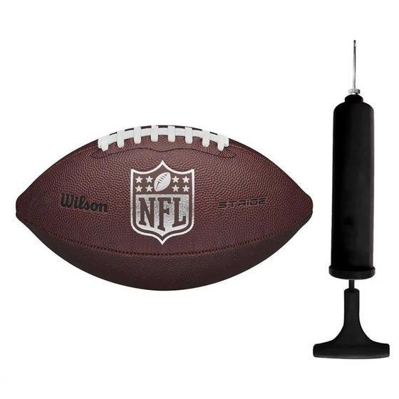 Imagem de Kit Bola de Futebol Americano Wilson NFL Stride + Bomba de Ar