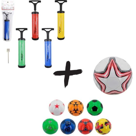 Imagem de Kit Bola de Futebol Social N 5 Funs e Bomba de Inflar Manual