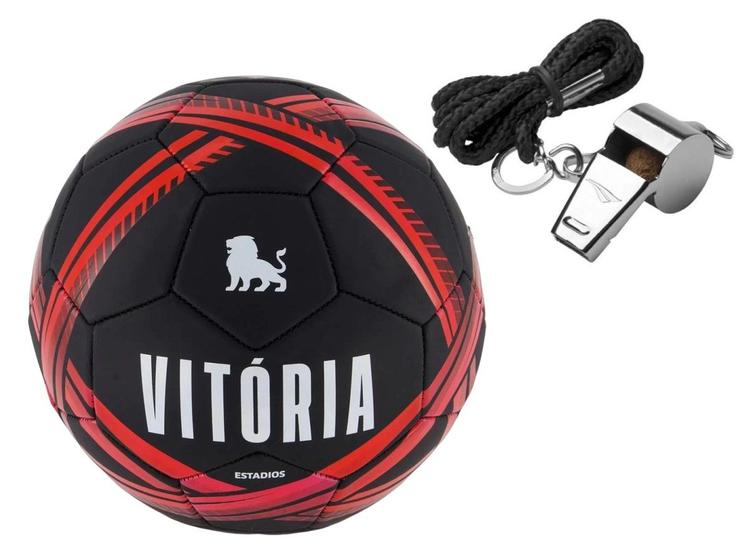 Imagem de Kit - Bola de Futebol Vitória Estadios N5 Licenciada + Apito CZ T-G Penalty