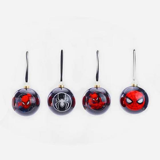 Imagem de Kit Bola de Natal - Homem Aranha - 8 cm - Natal Marvel - 4 unidades - Cromus - Rizzo