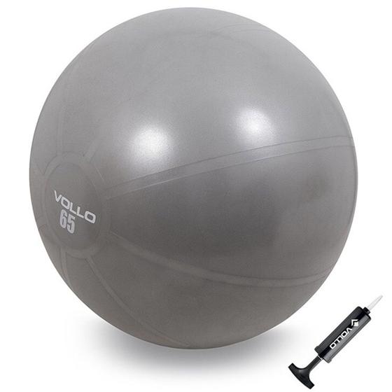 Imagem de Kit Bola Ginástica Vollo Gym Ball 65cm com Bomba - Cinza