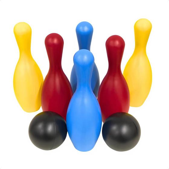 Imagem de Kit Boliche Bolichão De Plástico 2 Bolas 6 Pinos Grandes Infantil Brinquedo