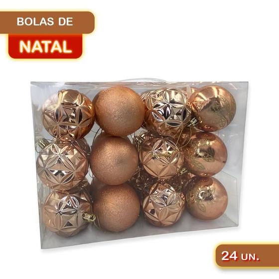 Imagem de Kit Bolinhas Bola Árvore Natal Enfeite Decoração Pendurar 24un