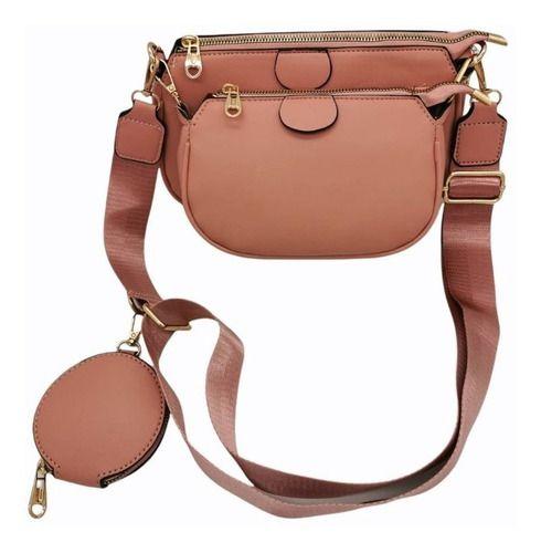 Imagem de Kit Bolsa (a12) Liso Feminina Transversal Crossbody Passeio