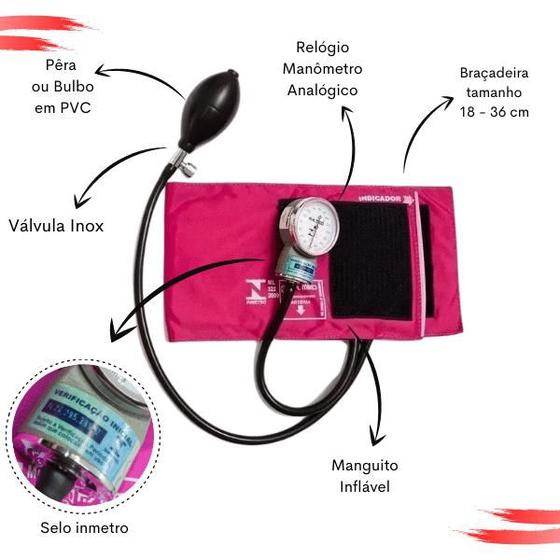 Imagem de Kit Bolsa Aparelho de Pressão Esfigmomanômetro Medidor Enfermagem Pa Med