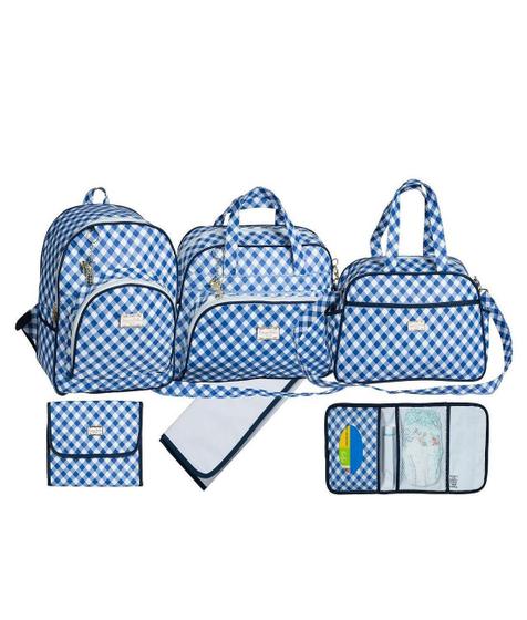 Imagem de Kit Bolsa Bebê Maternidade Mochila Baby Print Xadrez ul