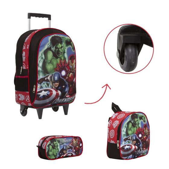 Imagem de Kit Bolsa Escolar Infantil Avengers Carrinho Passeio Creche