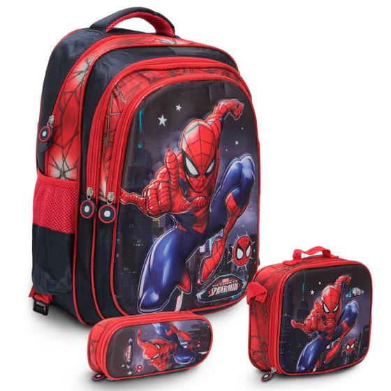 Imagem de Kit Bolsa Escolar Infantil Spider Man Costas Volta As Aulas