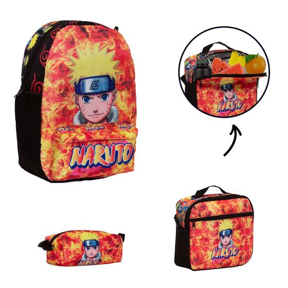 Imagem de Kit Bolsa Escolar Masculina Costa Anime Naruto Passeio Aulas