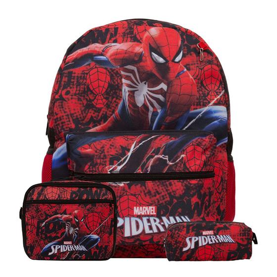 Imagem de Kit Bolsa Escolar Masculina Spider Man Vermelha Reforçada