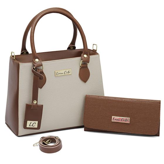 Kit Bolsa Feminina Duas Cores Transversal + Carteira Menor preço em Kit Bolsa Feminina Duas Cores Transversal + Carteira
