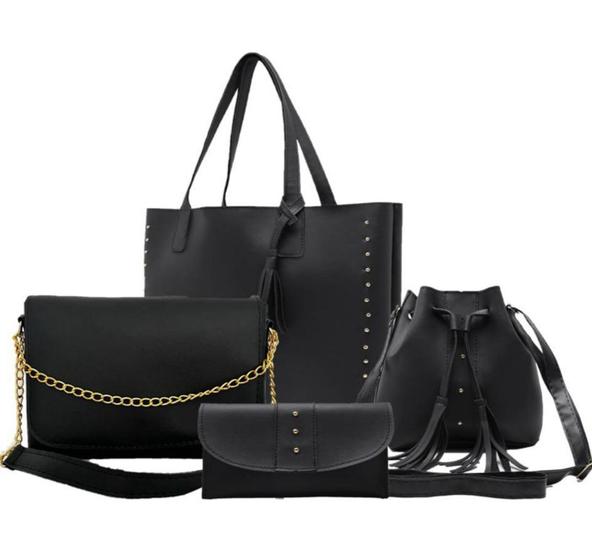 Kit bolsa feminina grande+ bolsa saco media+bolsa bau corrente + carteira 4 peças Menor preço em Kit bolsa feminina grande+ bolsa saco media+bolsa bau corrente + carteira 4 peças