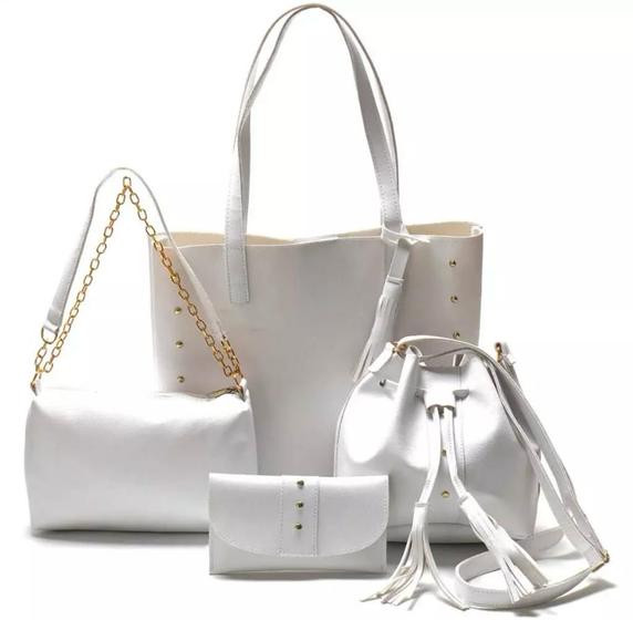 Kit bolsa feminina grande+ bolsa saco media+bolsa bau corrente + carteira 4 peças - ELSA BOUTIQUE Imagem de Kit bolsa feminina grande+ bolsa saco media+bolsa bau corrente + carteira 4 peças