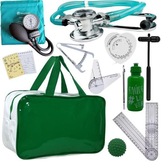 Imagem de Kit Bolsa Fisioterapia Acadêmico Goniômetro Martelo Buck Fita Antropométrica Completo Incoterm
