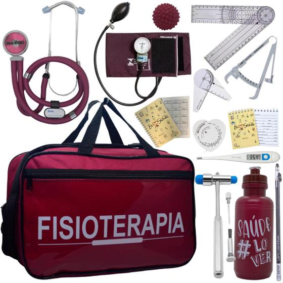 Imagem de Kit Bolsa Fisioterapia Acadêmico Goniômetro Martelo Buck Fita Antropométrica Estagio