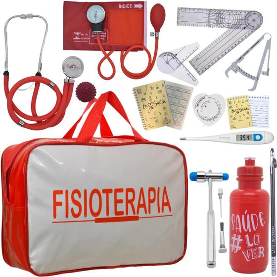 Imagem de Kit Bolsa Fisioterapia Acadêmico Goniômetro Martelo Buck Fita Antropométrica Estagio