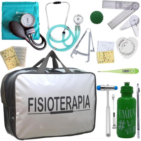 Imagem de Kit Bolsa Fisioterapia Acadêmico Goniômetro Martelo Buck Fita Antropométrica Estagio