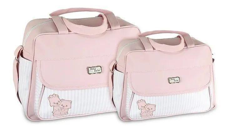 Imagem de Kit Bolsa Mala Maternidade Bebê Menina Menino Atacado Barato  Mave Rosa