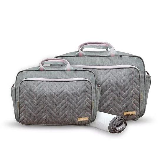 Kit Bolsa Maternidade 3 Peças Mescla Bolsa Grande + Bolsa Média + Trocador Ref 1091 - Mave Baby