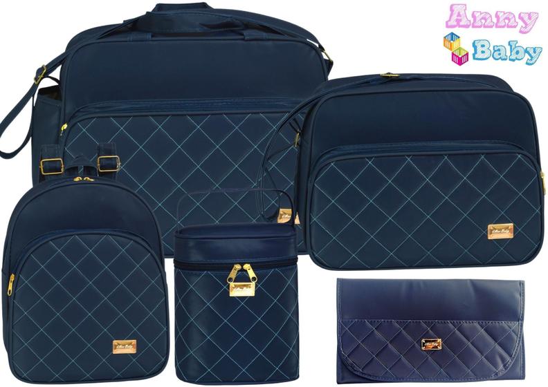 Imagem de Kit Bolsa Maternidade Com Bolsa G, Bolsa P, Mochila, Porta Mamadeira e Trocador Luxo